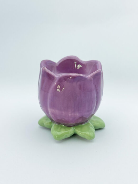 Bougeoir tulipe violet