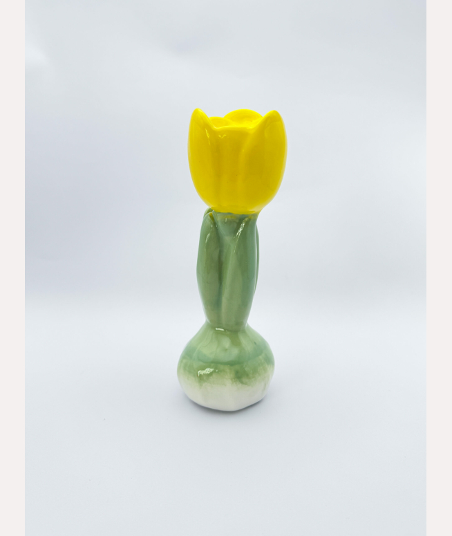 Bougeoir tulipe jaune