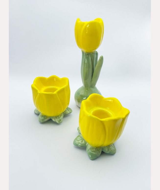 Bougeoir tulipe jaune – Image 2