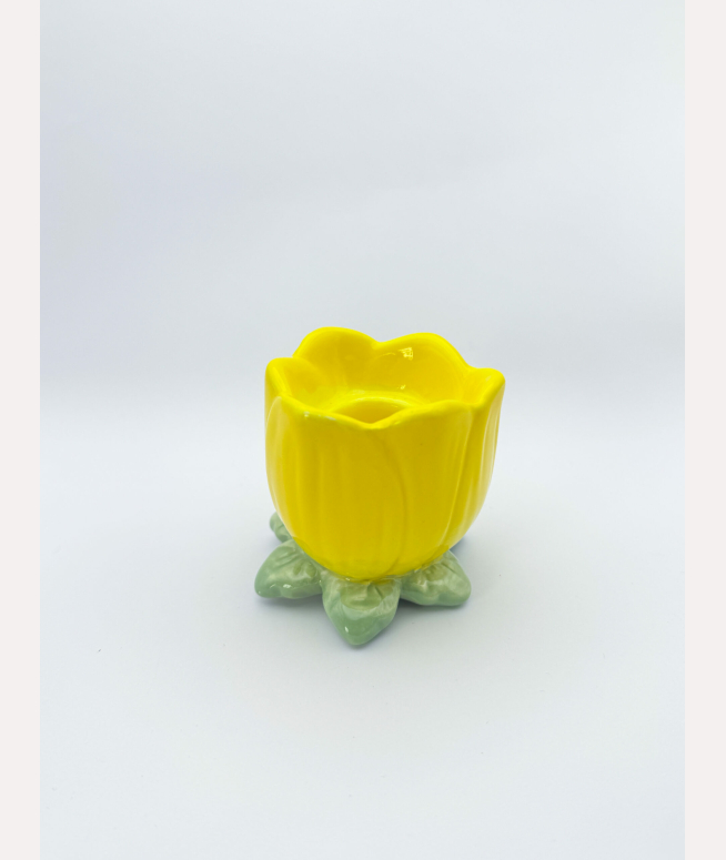 Bougeoir tulipe jaune